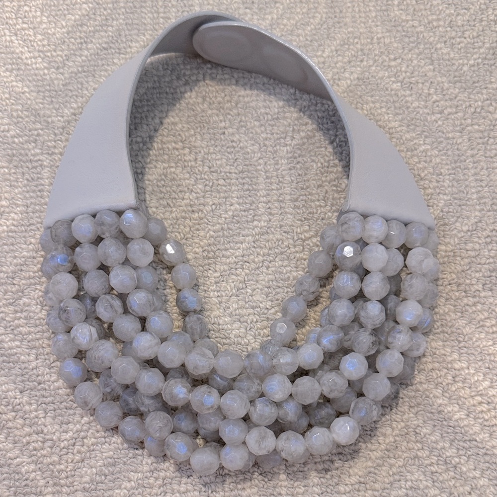 Fairchild Baldwin Faceted Pale Gray Multi-Strand Collar Necklace